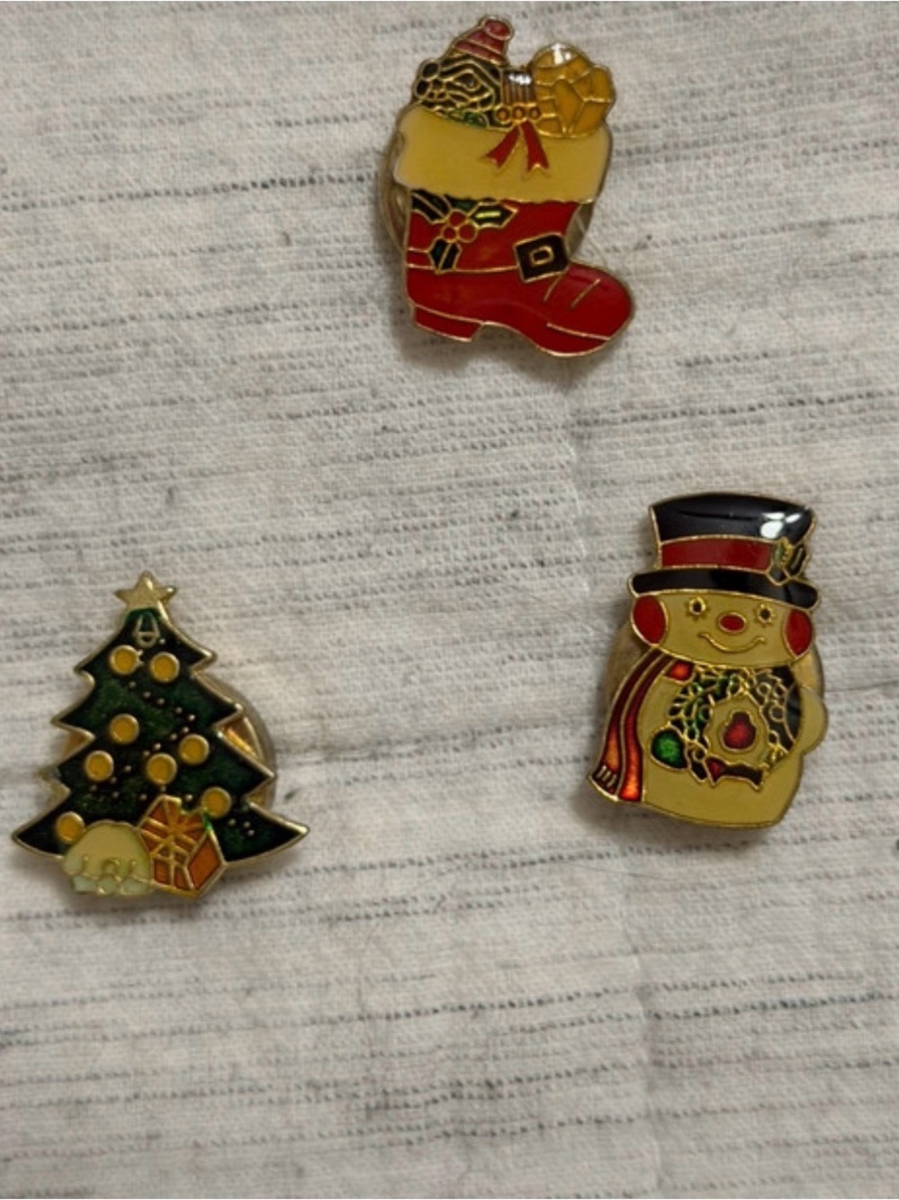 Vintage Holiday Enamel Lapel Pins/Button Covers